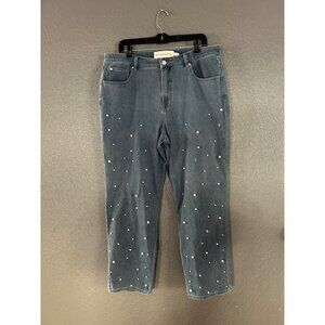 Soft Surroundings So Cute Pearl Trimmed Jeans Size 18 STRETCH
